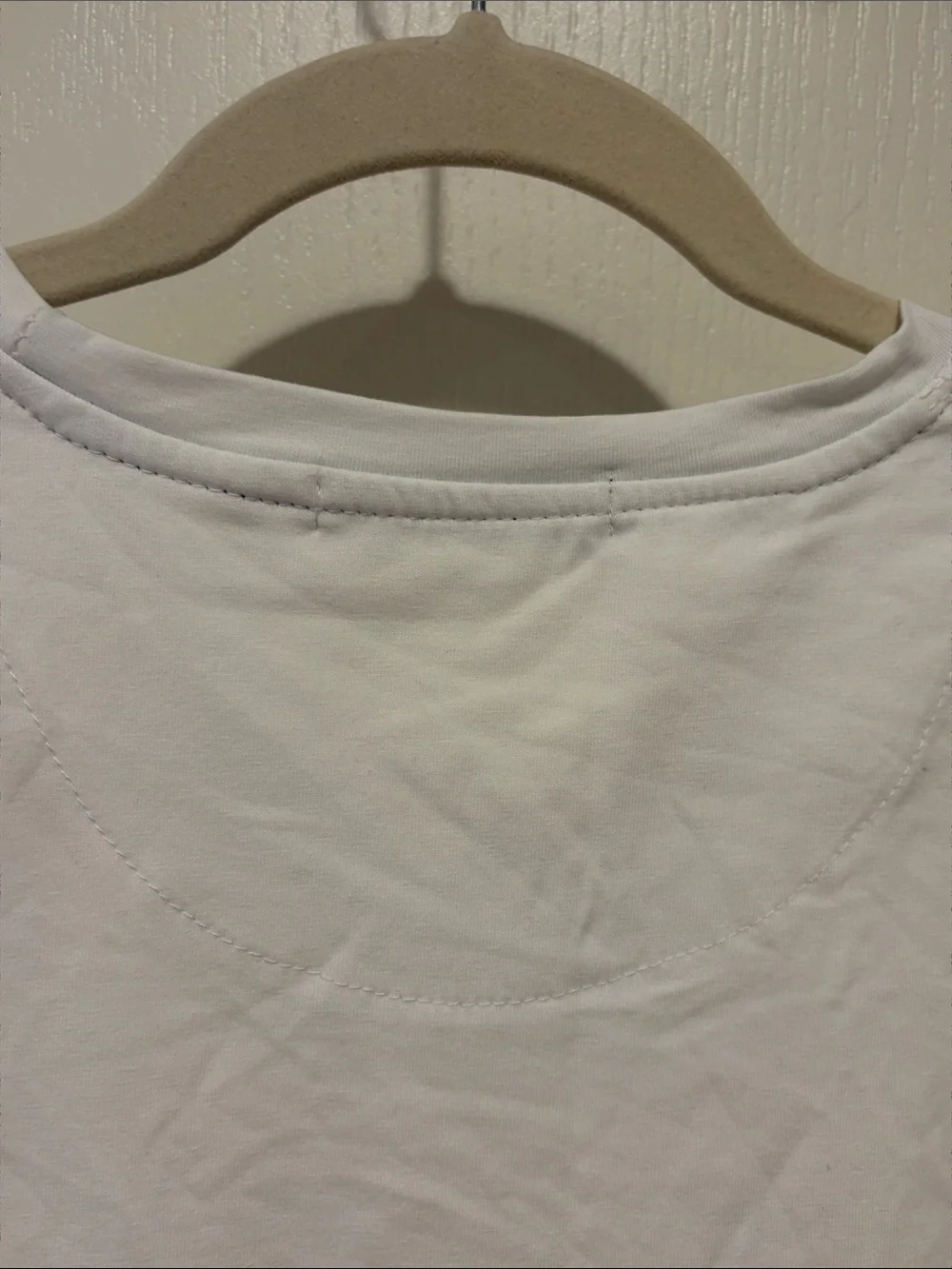 Gucci White Tee with Gold Logo and Green-Red Web Stripe